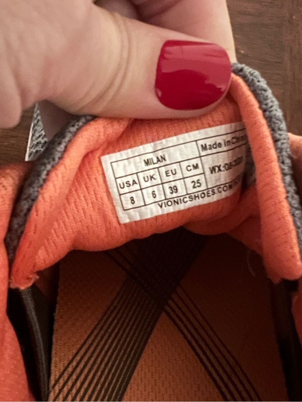 Vionic Shoes Womens 8 Milan Gray Orange Mesh Athletic Walking Sneaker Comfort - Picture 9 of 9